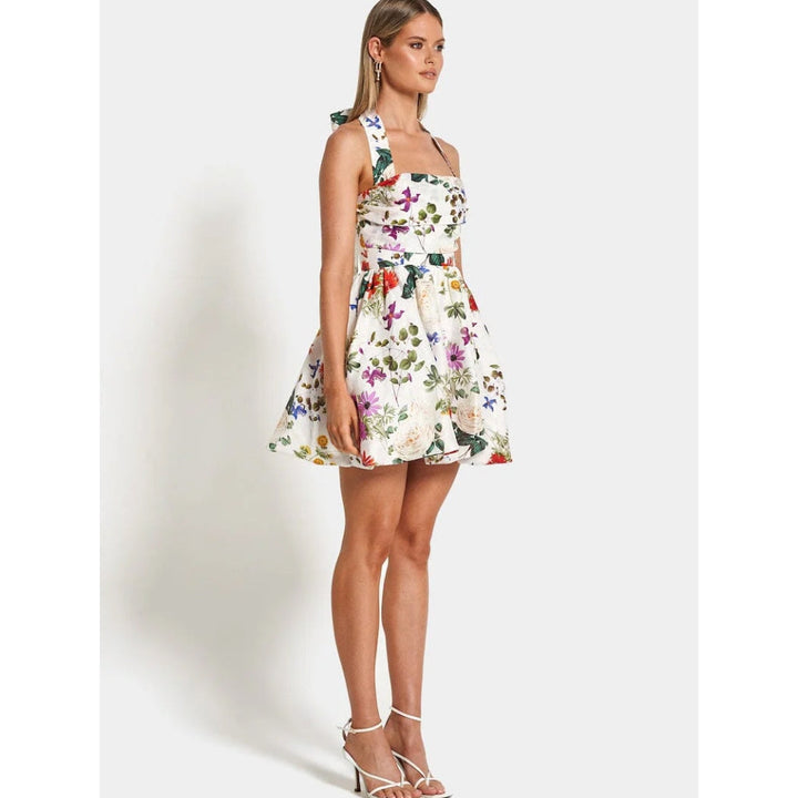 Summer Slim Print Halter Sleeveless Mini Dress