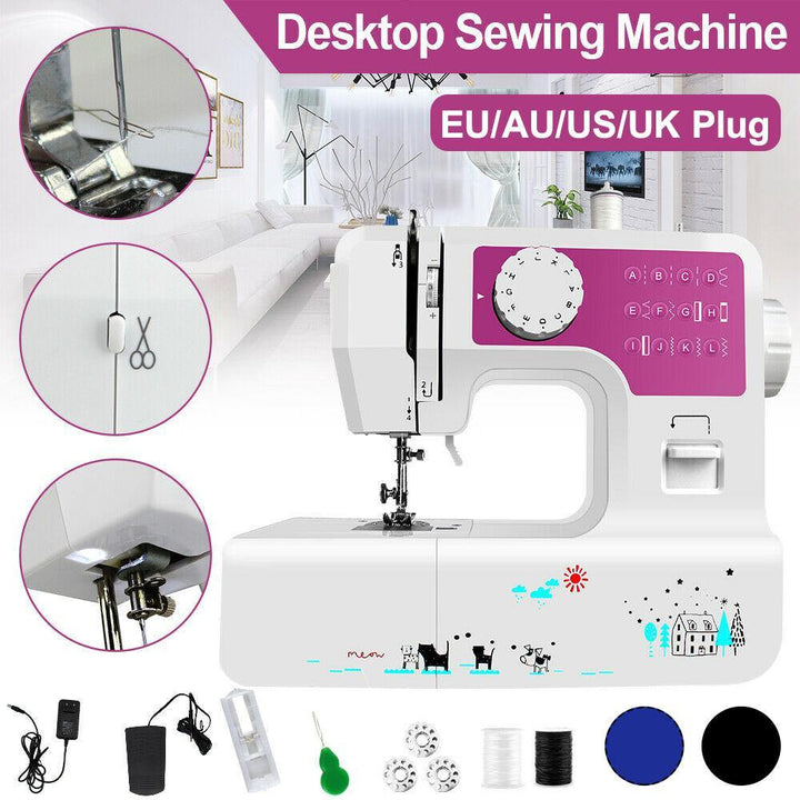 12 Stitches Electric Multi-function Portable Home Desktop Sewing Machine with LED Light