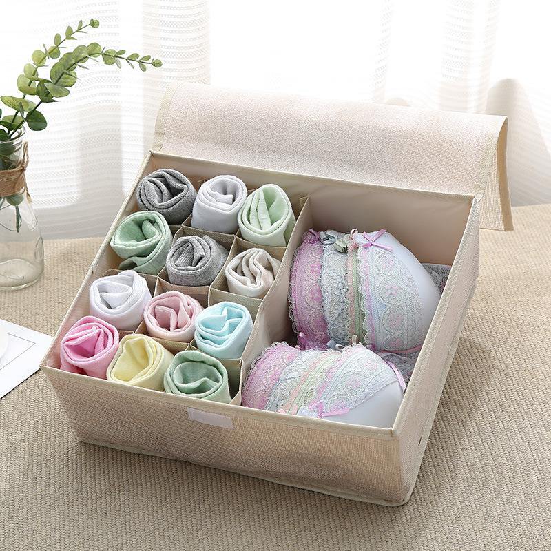 Cotton Underwear Storage Box Organizer Multi-Collapsible Bra Underwear Socks Storage Box Parts Storage Box