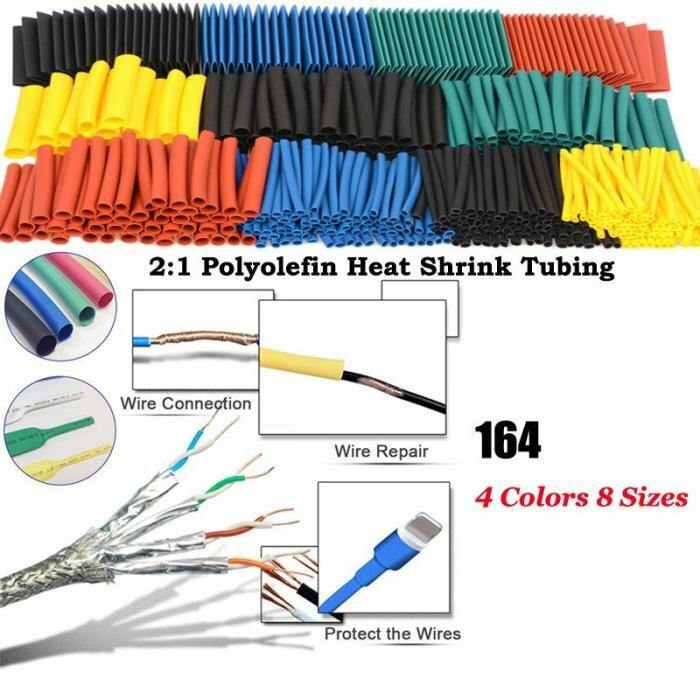 164Pcs Polyolefin Shrinking Assorted Heat Shrink Tube Wire Cable Insulated Sleeving Tubing Set - MRSLM