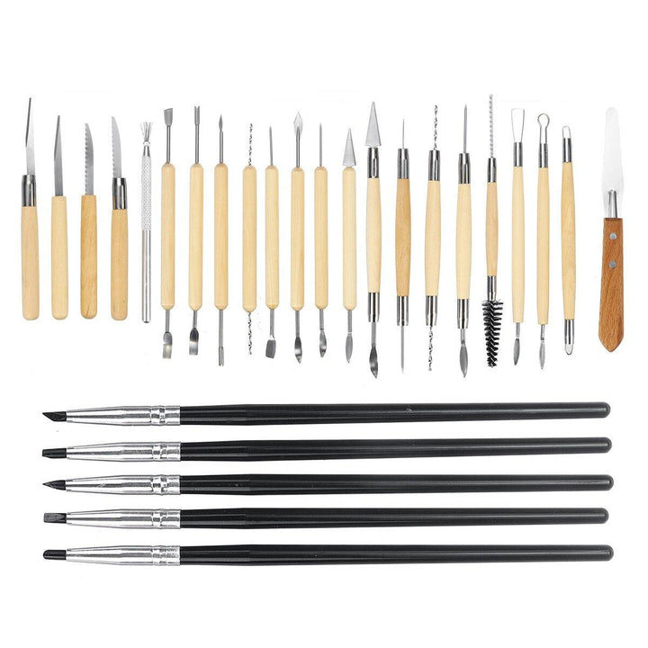 27PCS Clay Tools Soft Pottery Toolkit Set Sculpture Set Lace Cleaning Carving Knife Pottery Tools