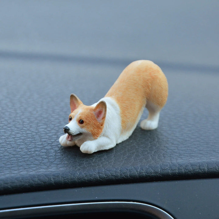 Cute Corgi Dashboard Ornament - Mini Resin Puppy Car Decor