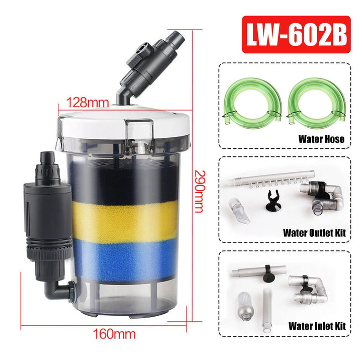 220V Aquarium External Canister Filter Fish Water Tank Air Pump Sponge Pond 800L/H - MRSLM