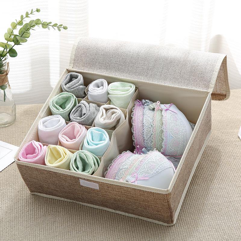 Cotton Underwear Storage Box Organizer Multi-Collapsible Bra Underwear Socks Storage Box Parts Storage Box - MRSLM