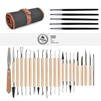 27PCS Clay Tools Soft Pottery Toolkit Set Sculpture Set Lace Cleaning Carving Knife Pottery Tools - MRSLM