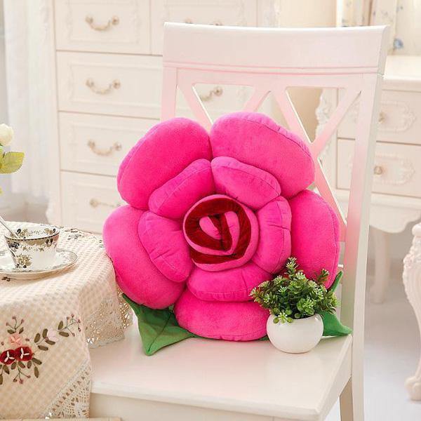 3D Colorful Rose Flowers Throw Pillow Plush Sofa Car Office Back Cushion Valentines Gift - MRSLM