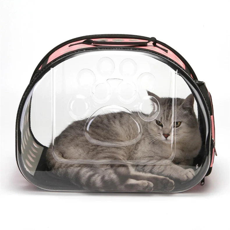 Transparent Foldable Cat Carrier Bag – Portable Pet Travel Pouch