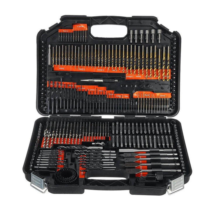 246Pcs HSS Drill Bit Set Screwdriver Bits In Storage Case DIY Wood Metal - MRSLM