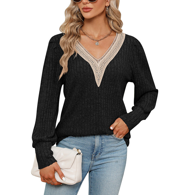 Sunken Stripe Brushed Loose Long-sleeved T-shirt