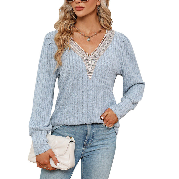 Sunken Stripe Brushed Loose Long-sleeved T-shirt