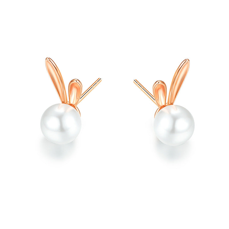 Ferris Wheel S925 Silver Rabbit Pearl Stud Earrings