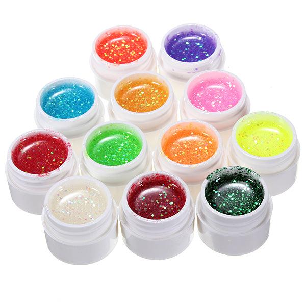 12 Colors Glitter UV Gel Builder Polish Set - MRSLM