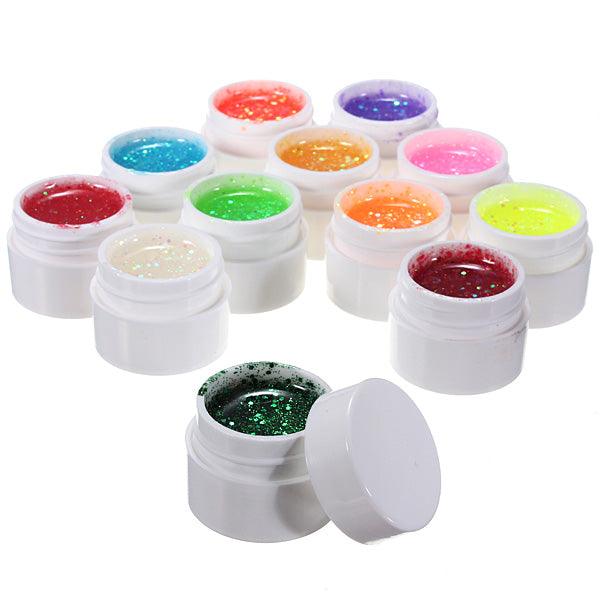 12 Colors Glitter UV Gel Builder Polish Set