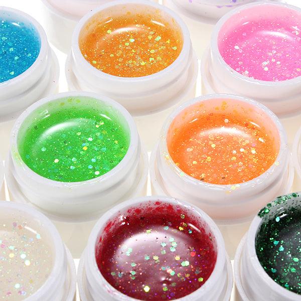 12 Colors Glitter UV Gel Builder Polish Set