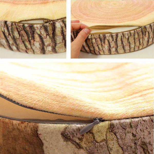 3D Novelty Stump Log Wood Throw Pillow Sycamore Tree Cushion Home Office Car Soft Decor