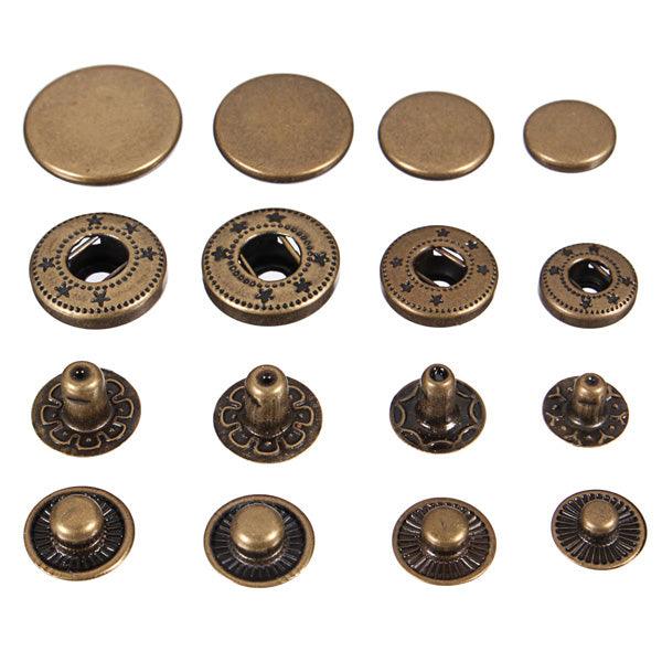 15Pcs Snap Fasteners Popper Press Stud Sewing Leather Button