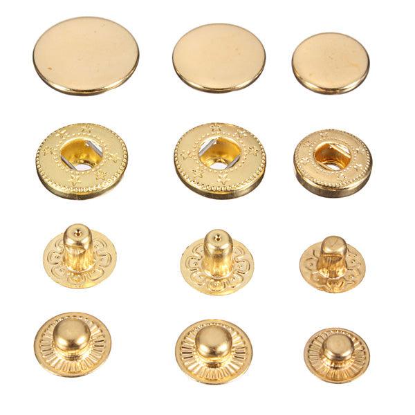 15Pcs Snap Fasteners Popper Press Stud Sewing Leather Button