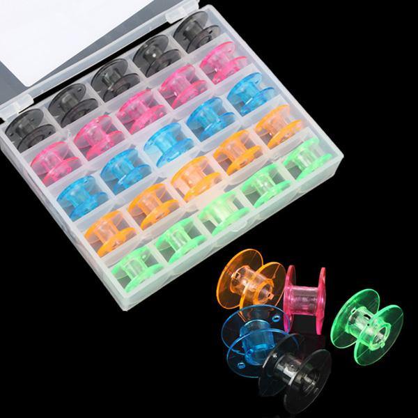 25pcs Empty Colorful Plastic Sewing Machine Bobbins Spools Brother Babylock Singer