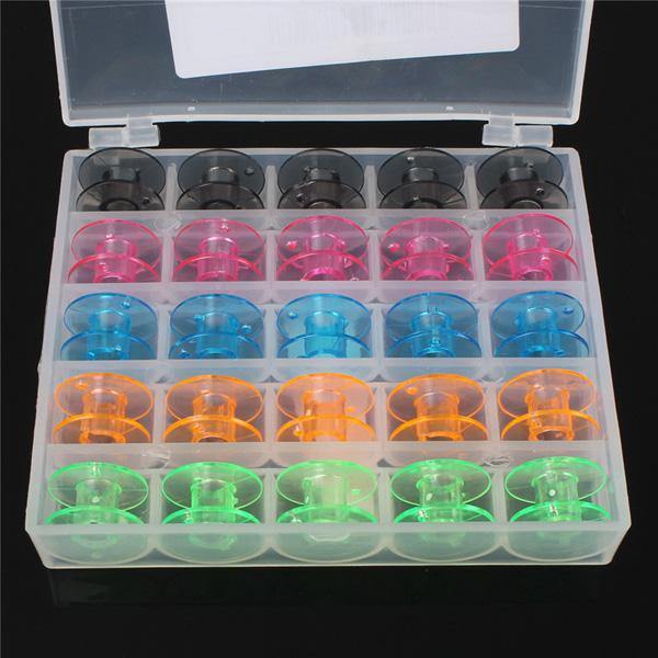 25pcs Empty Colorful Plastic Sewing Machine Bobbins Spools Brother Babylock Singer