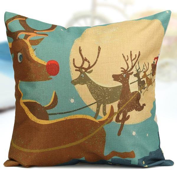 Christmas Tree Socks Cartoon Printed Pillow Cases Home Sofa Square Cushion Cover - MRSLM