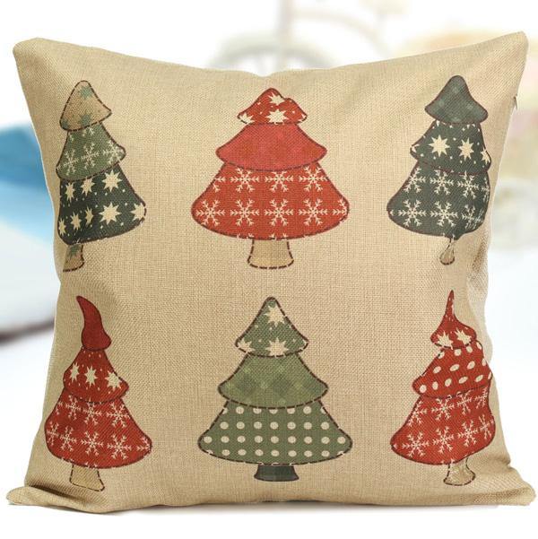 Christmas Tree Socks Cartoon Printed Pillow Cases Home Sofa Square Cushion Cover - MRSLM