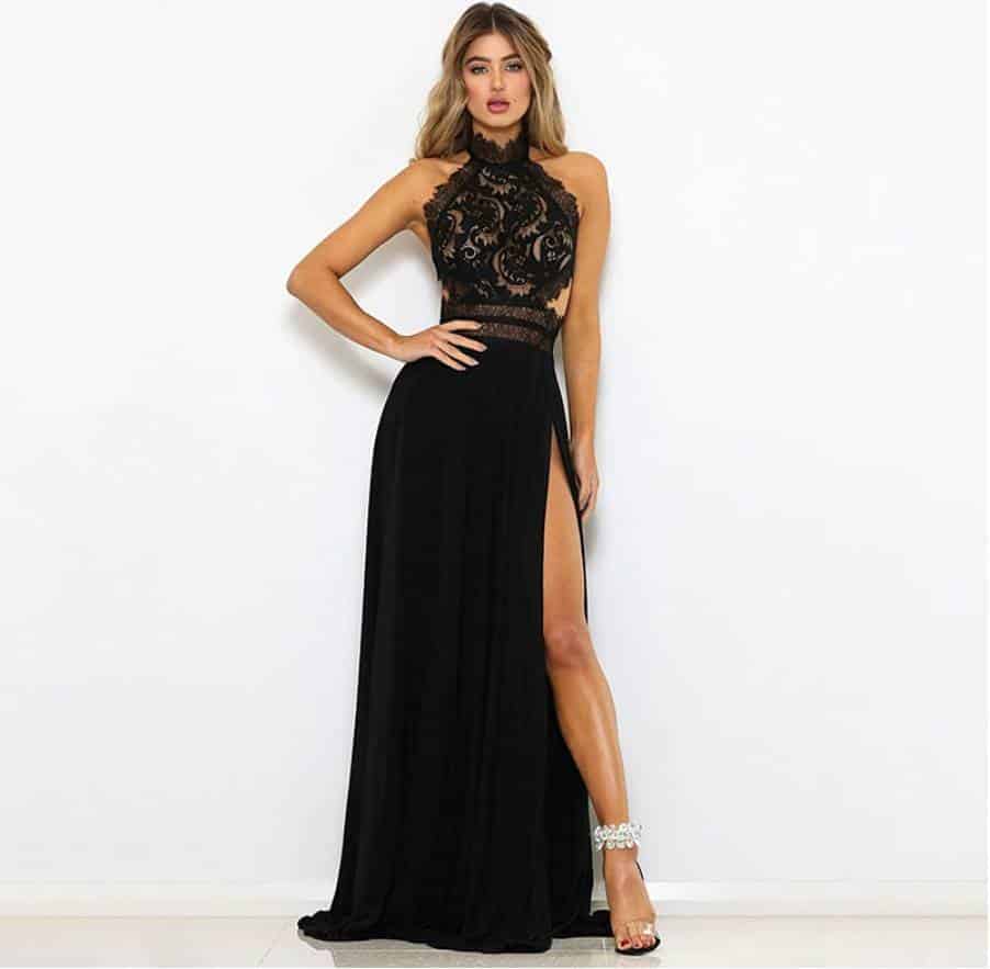 Women's Floral Lace Evening Dress