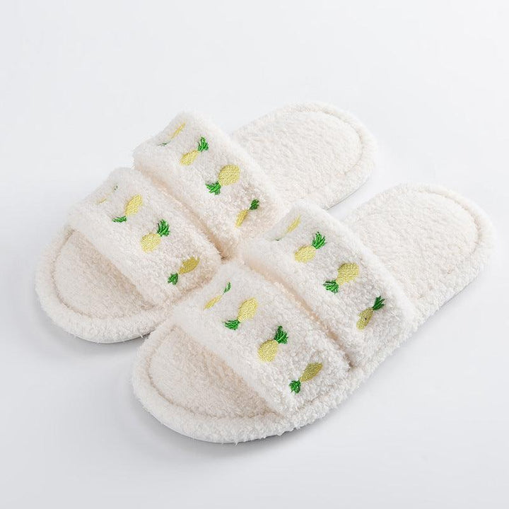 Home Indoor Slippers Plush Cute Wooden Floor Soft Bottom