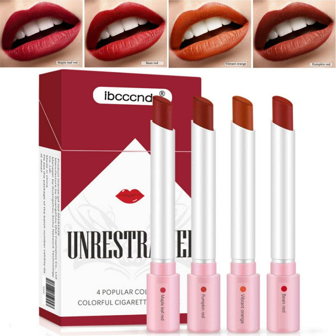 4pcs/Set Lipstick Kit Matte Velvet long-lasting Pipe Lipstick Makeup - MRSLM