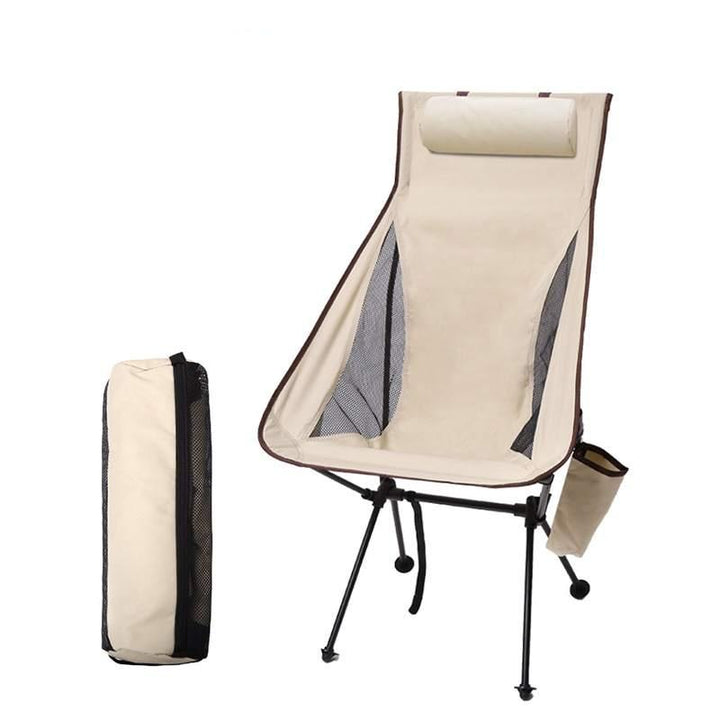 Lightweight Portable Camping Chair with Headrest - Durable Aluminum Folding Seat for Outdoors