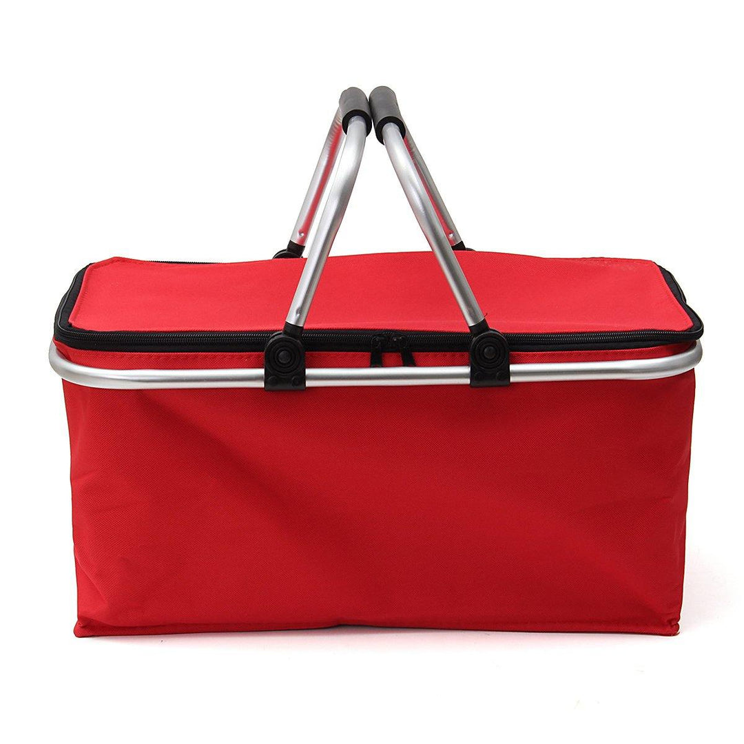 30L Large Folding Insulated Thermal Cooler Bag Picnic Camping Lunch Storage Baskets (Red) - MRSLM