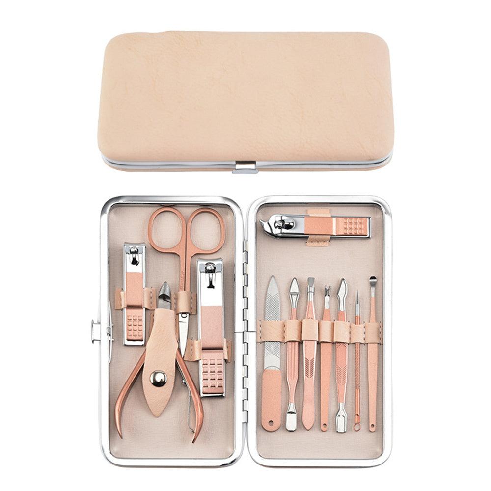 12/15/18Pcs Stainless Steel Manicure Set Nail Clippers Pedicure Kit With Leather Travel Case