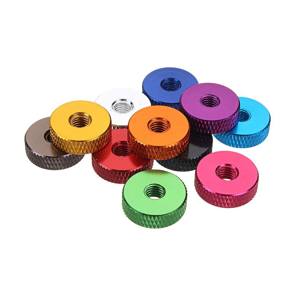 Suleve M5AN1 10Pcs M5 Manual Knurled Thumb Screw Nut Spacer Flat Washer Aluminum Alloy Multicolor