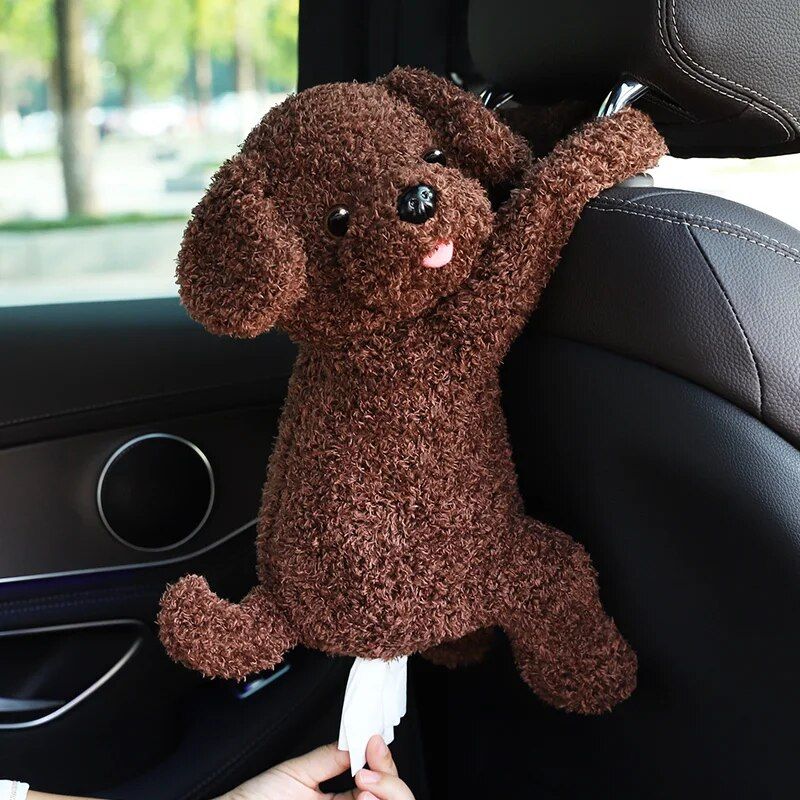 Cute Cartoon Car Tissue Box Creative Lovely Rabbit Short Plush Tissue Box Holder for Car Armrest Box Car Seat Tissue Box