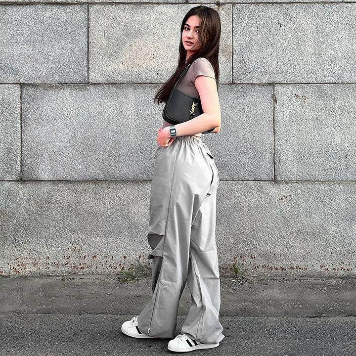 Solid Color Casual Slim-fit Commute Multi-pocket Cargo Pants Women