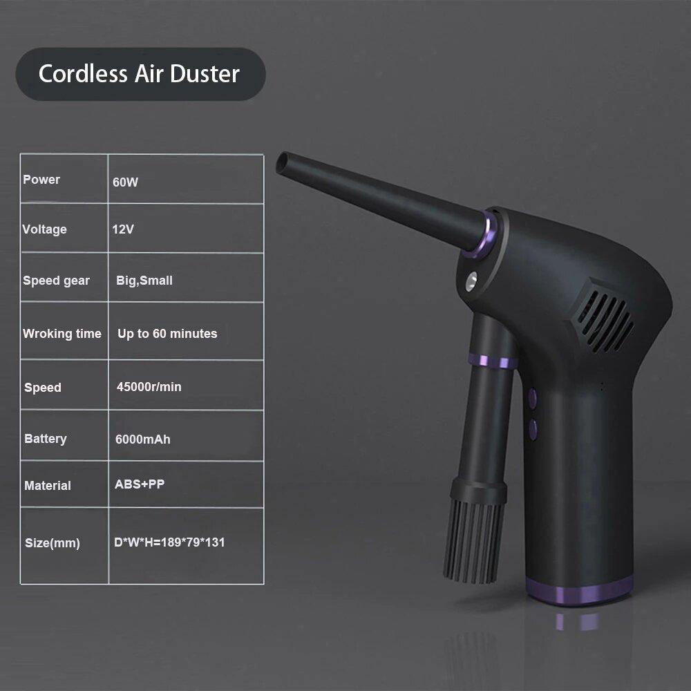 Rechargeable Cordless Air Duster for Computer & PC Home Car Cleaning 45000RPM 70M/S Cleaner Tools