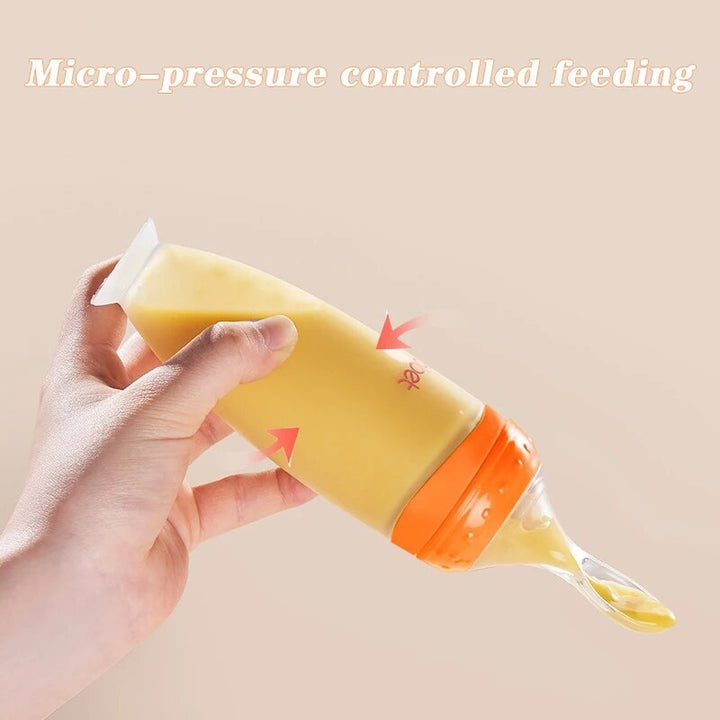 Silicone Squeeze Feeding Bottle & Training Spoon Set