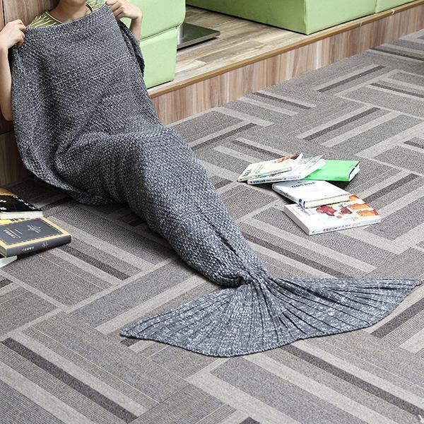 180x90CM Yarn Knitting Mermaid Tail Blanket Cashmese-like Warm Super Soft Sleep Bag Bed Mat