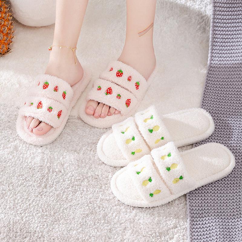 Home Indoor Slippers Plush Cute Wooden Floor Soft Bottom