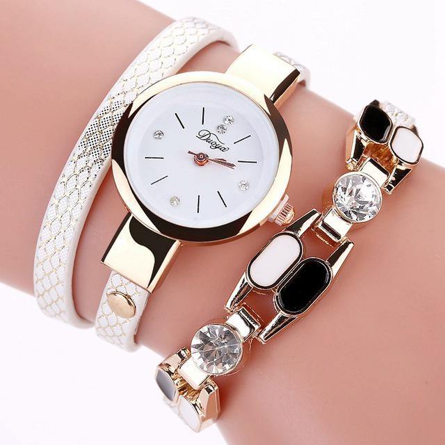 DUOYA DY106 Fashionable Women Bracelet Watch Vintage Leather Strap Quartz Watch