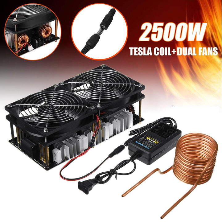 2500W ZVS Induction Heating Board Module Flyback Driver Heater+Tesla Coil+Dual fan