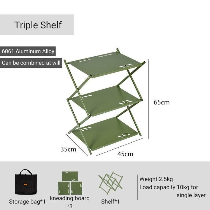 Multi-Level Portable Folding Camping Shelf – Aluminum Outdoor BBQ Table Rack