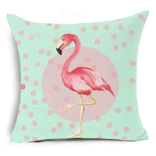 18''x18'' Flamingo Square Cotton Linen Pillow Case Cushion Cover Home Sofa Decor - MRSLM