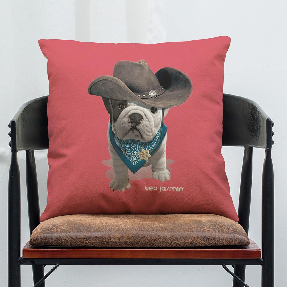 45 x 45 cm French Bulldog Printed Pillowcase Cotton Linen Sofa House Decoration Cushion Cover Pillow Case - MRSLM