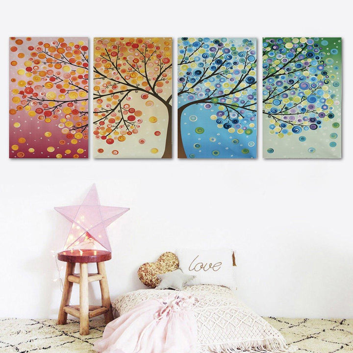 4pcs Canvas Wall Art Painting 40*60cm Hanging Pictures Season Trees Living Hall Decoration Supplies no Frame