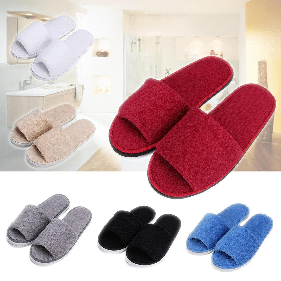 Men Women Coral Velvet Open Toe Hotel Home Spa Slippers Travel Shoes Thick 7mm