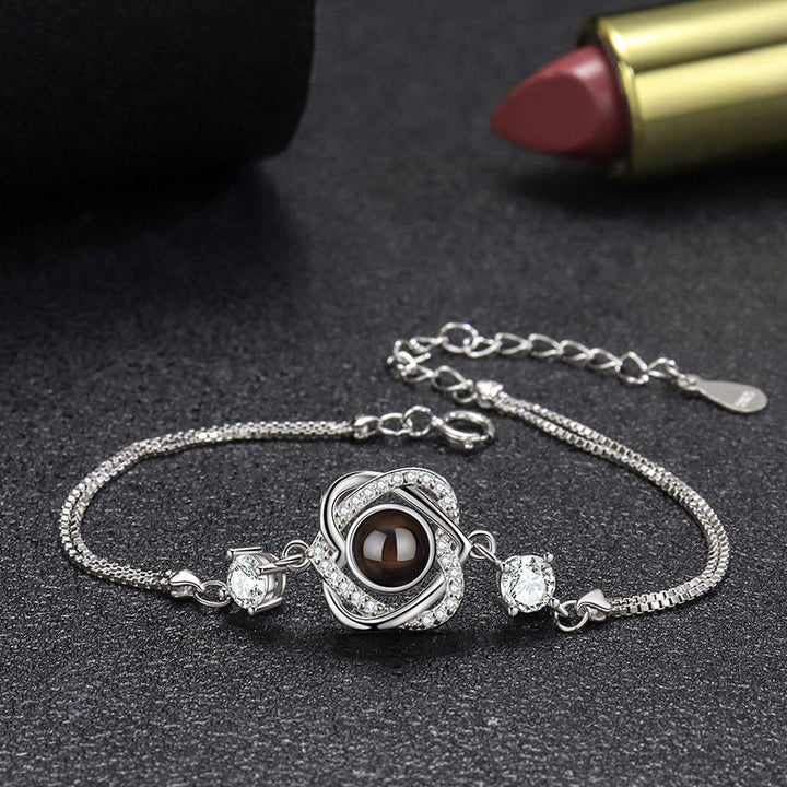 Silver Bracelet Female 100 Projection Language Irregular