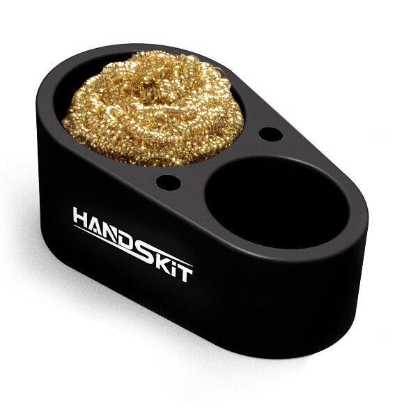 HANDSKIT Soldering Iron Tip Cleaner Welding Solder Cleaning Steel Wire with Stand Tin Dross Box Double Wire Ball