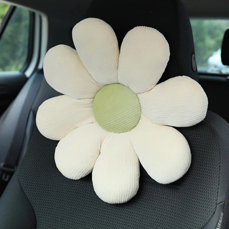 Soft Flower Car Neck & Waist Pillow with Safety Seat Belt Shoulder Pad