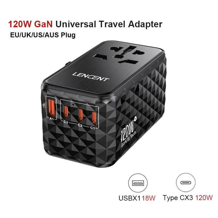 120W Universal GaN Fast Charger with Multi-Region Travel Adapter