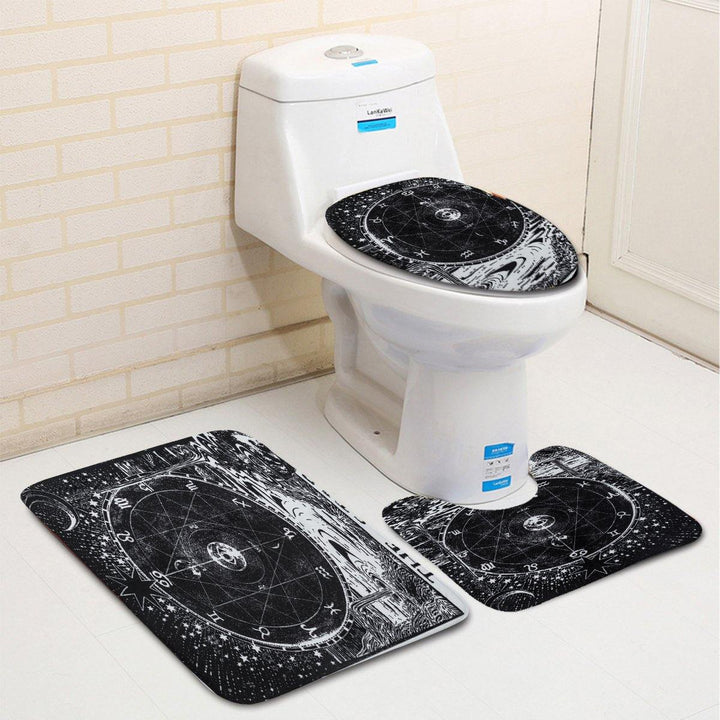 3D Digital Printing Bathroom Shower Curtain Waterproof Toilet Cover Mat Non-Slip Bathroom Rug Set for Bathroom Decor